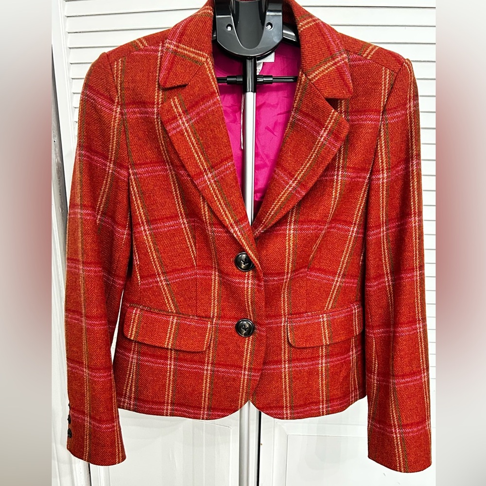 Talbots Wool Lined Plaid Blazer